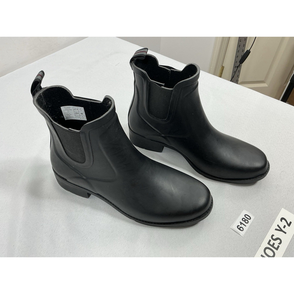 Lands' End Shoes - Womans Lands End Pullon Ankle Rainboots 9 Black Elastic Ankle NWOT